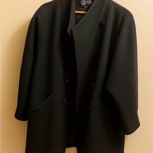 Elegant Black Double-Breasted Pea Coat